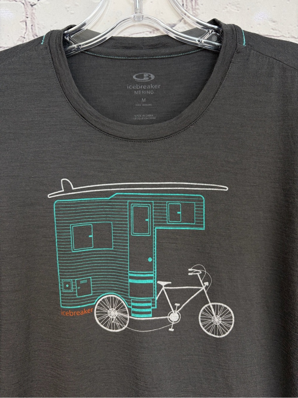 Icebreaker Merino 150 Tech Lite Short-Sleeve Graphic Tee Grey Sz M - Picture 2 of 10